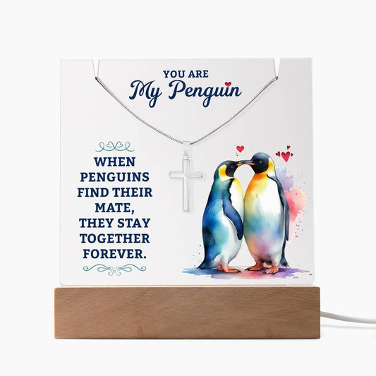 Necklace and Acrylic Plaque Gift Set - You Are My Penguin