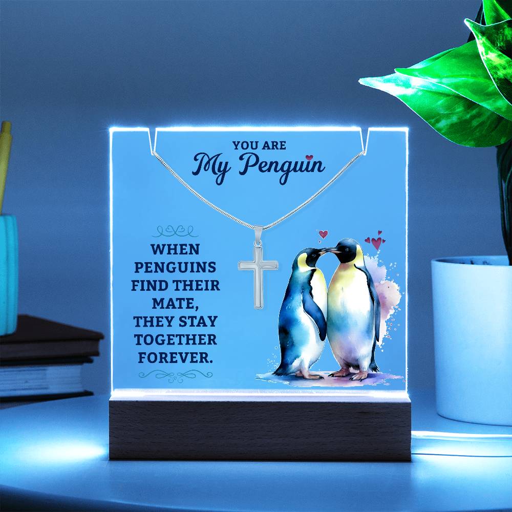 Necklace and Acrylic Plaque Gift Set - You Are My Penguin