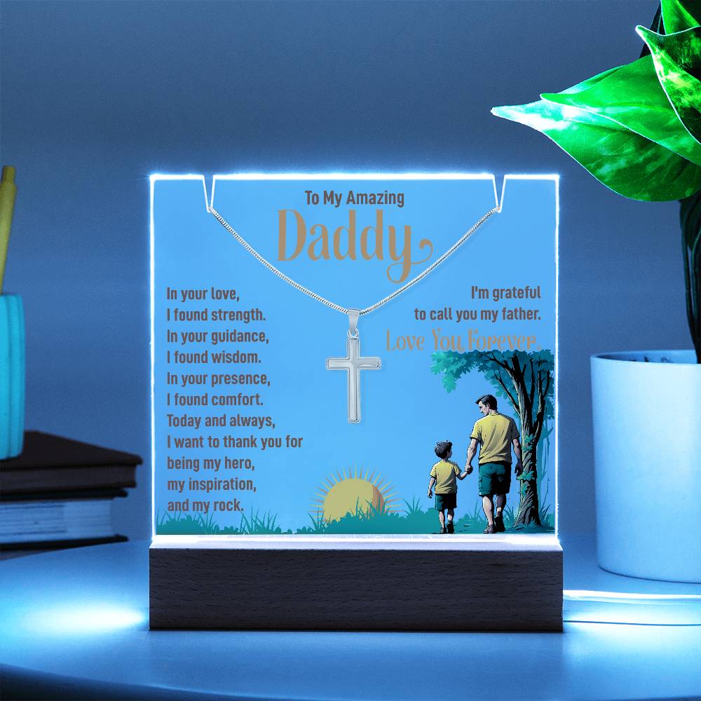 Acrylic Plaque and Necklace Gift Set- I'm Grateful to Call You My Father