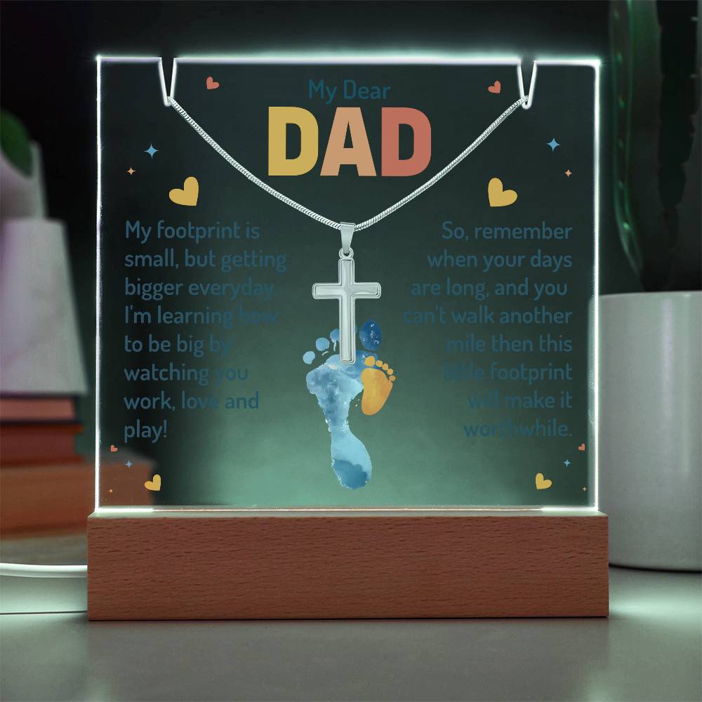 Necklace and Acrylic Gift Set - My Dear Dad Footprints