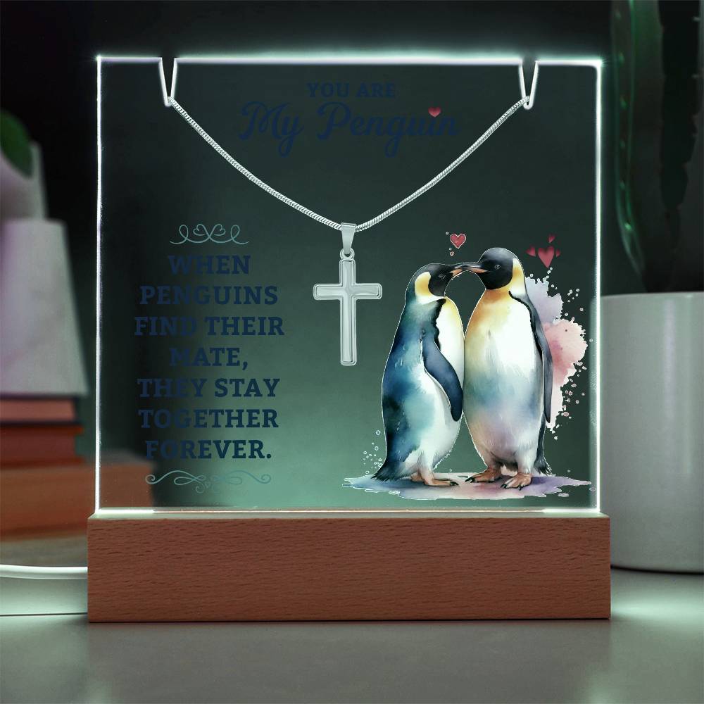 Necklace and Acrylic Plaque Gift Set - You Are My Penguin