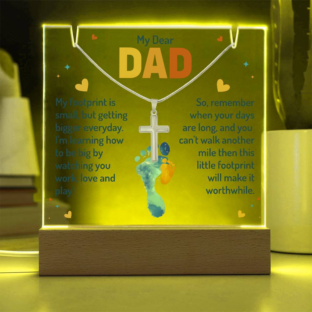 Necklace and Acrylic Gift Set - My Dear Dad Footprints