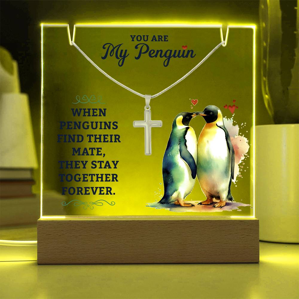 Necklace and Acrylic Plaque Gift Set - You Are My Penguin