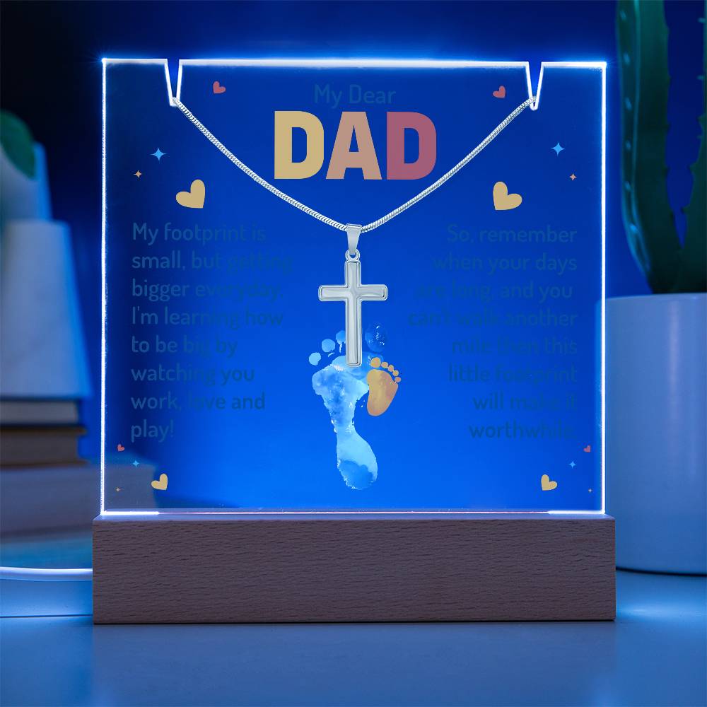 Necklace and Acrylic Gift Set - My Dear Dad Footprints