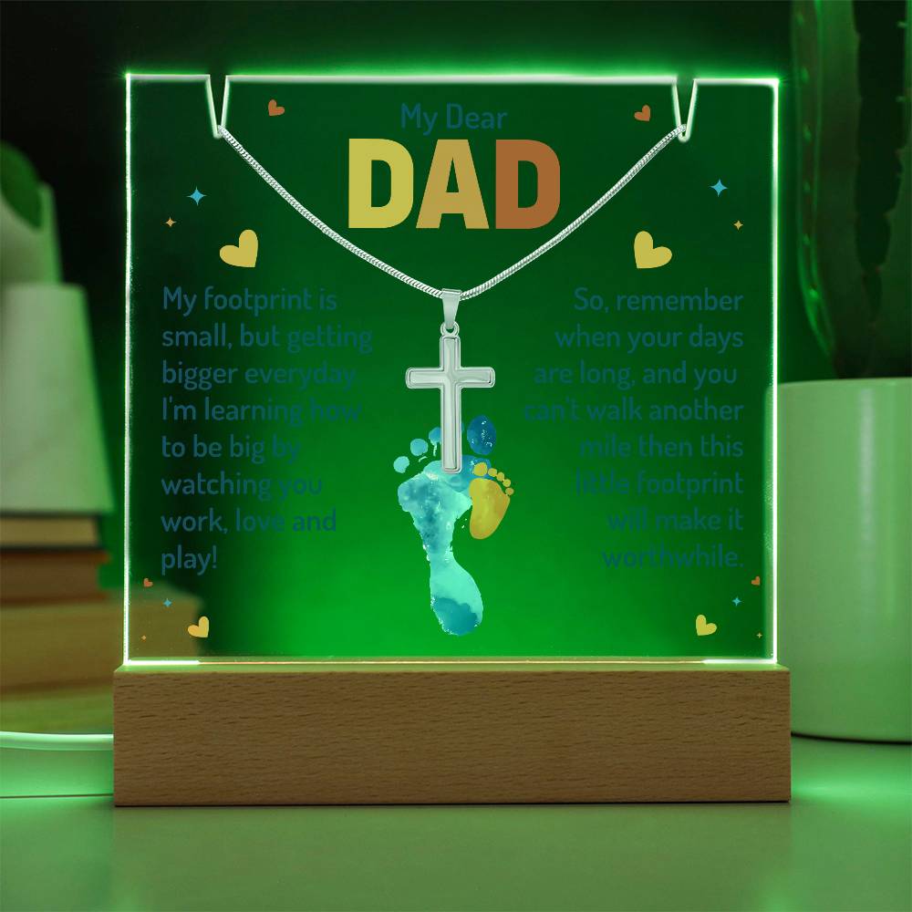 Necklace and Acrylic Gift Set - My Dear Dad Footprints