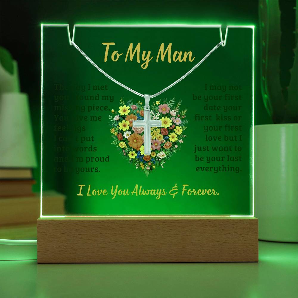 Necklace and Acrylic Plaque Gift Set - To My Man - The Day I Met You