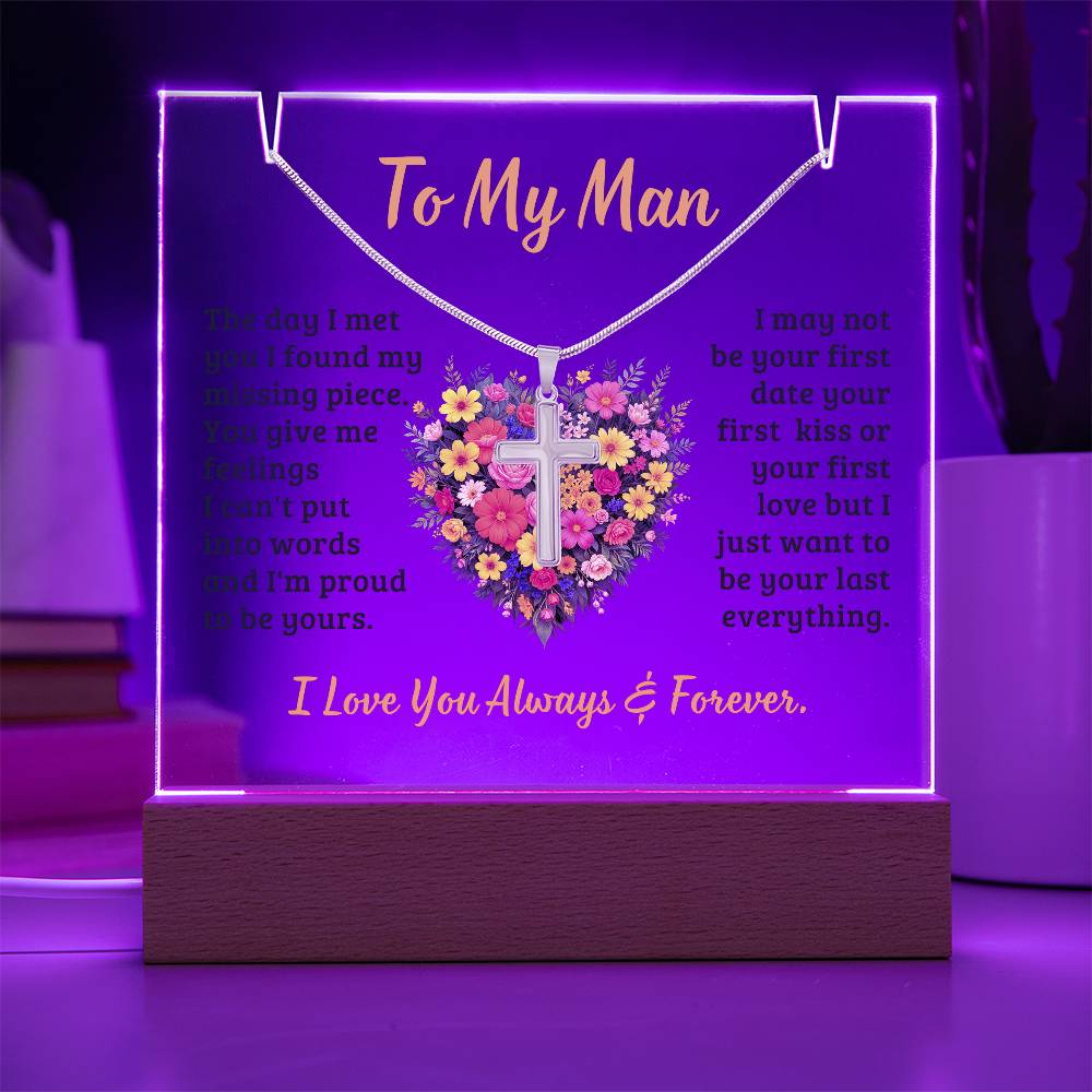 Necklace and Acrylic Plaque Gift Set - To My Man - The Day I Met You