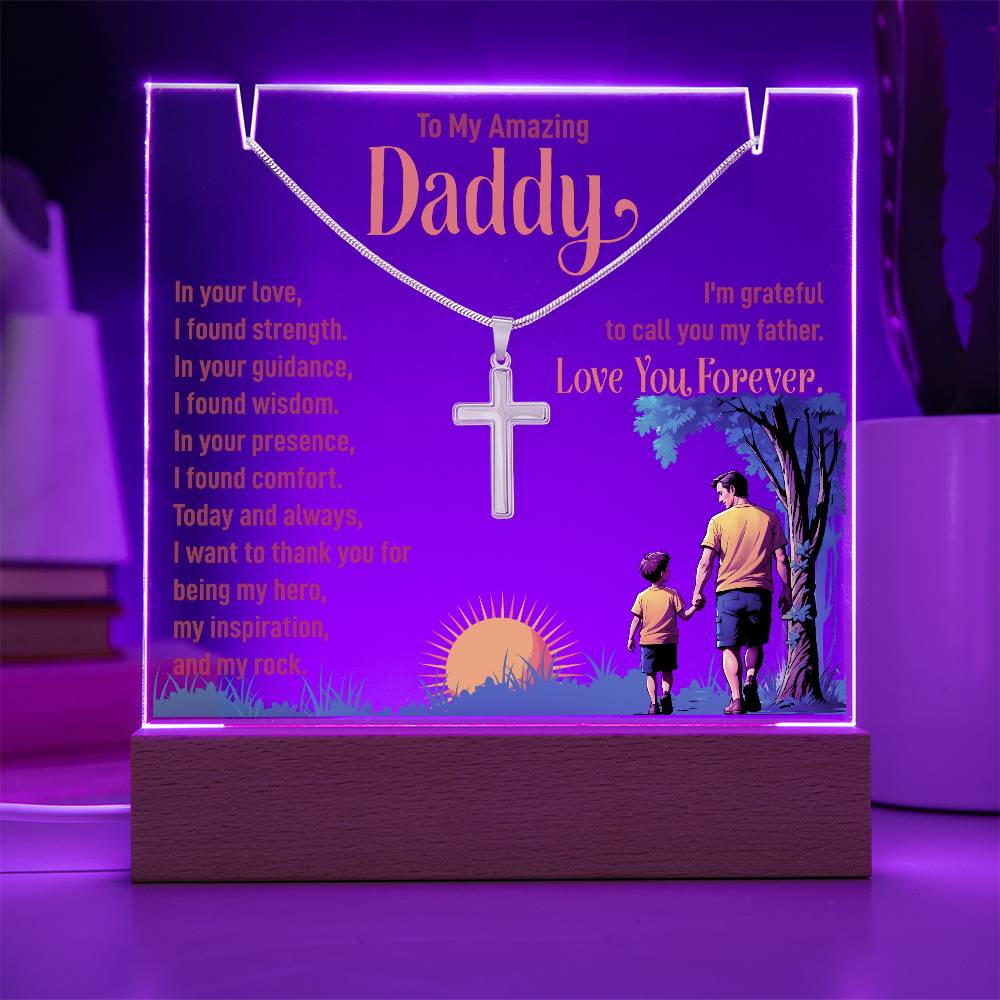 Acrylic Plaque and Necklace Gift Set- I'm Grateful to Call You My Father