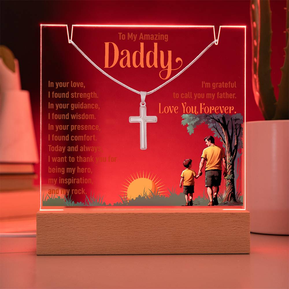 Acrylic Plaque and Necklace Gift Set- I'm Grateful to Call You My Father