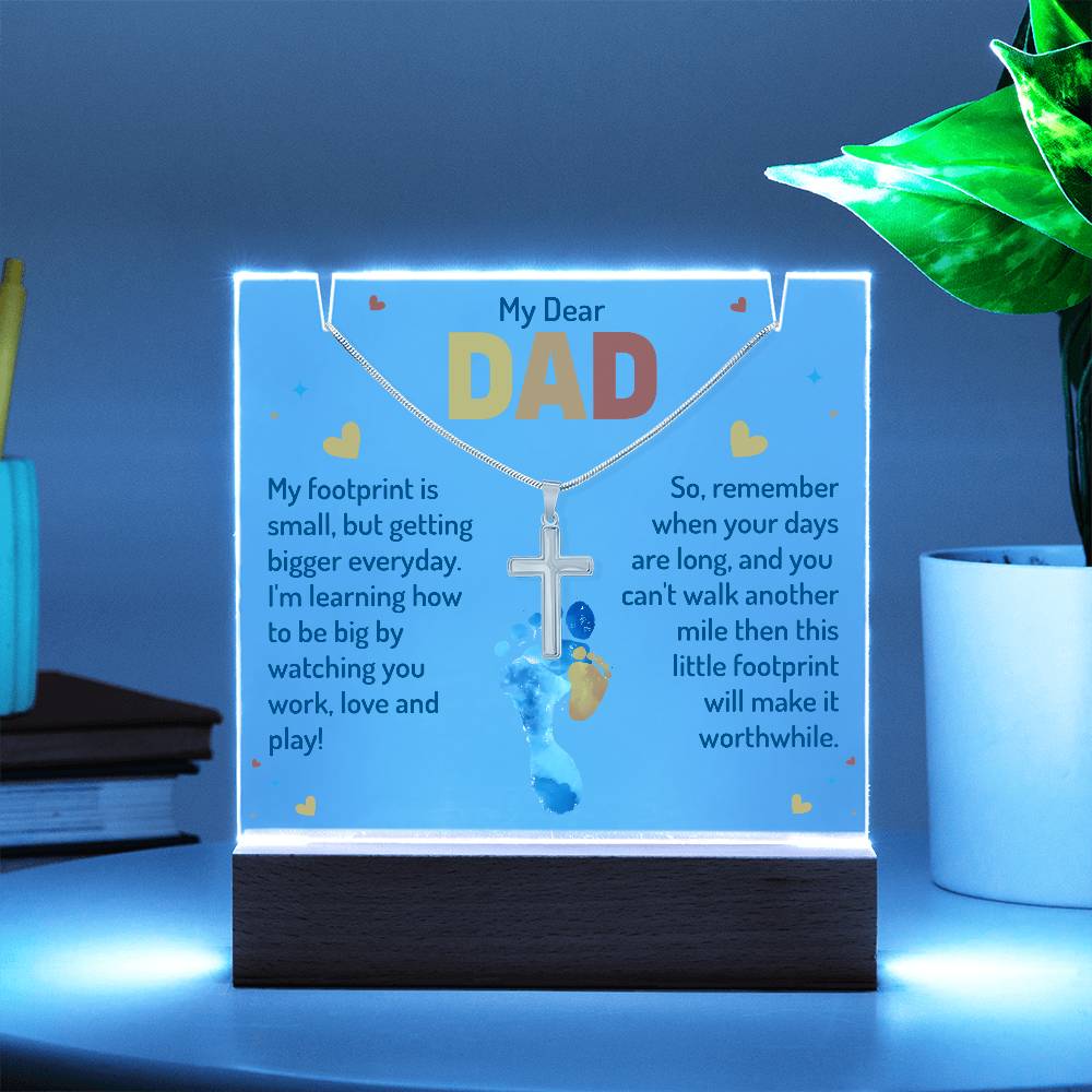 Necklace and Acrylic Gift Set - My Dear Dad Footprints