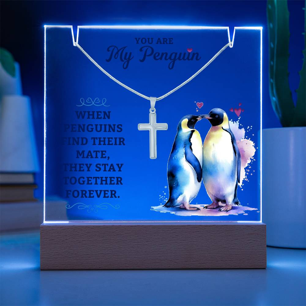 Necklace and Acrylic Plaque Gift Set - You Are My Penguin