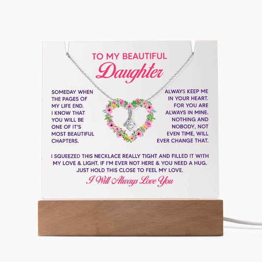 Acrylic Plaque and Necklace Gift Set - Daughter, Keep Me in Your Heart