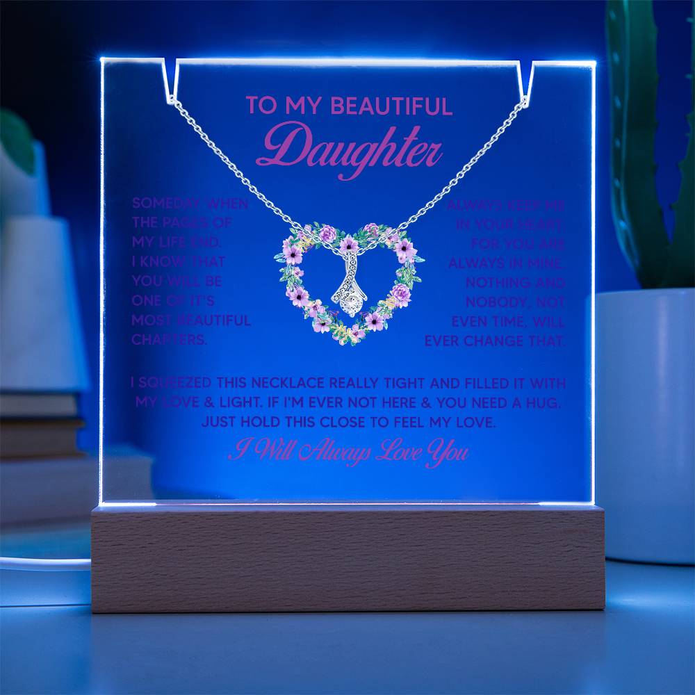 Acrylic Plaque and Necklace Gift Set - Daughter, Keep Me in Your Heart