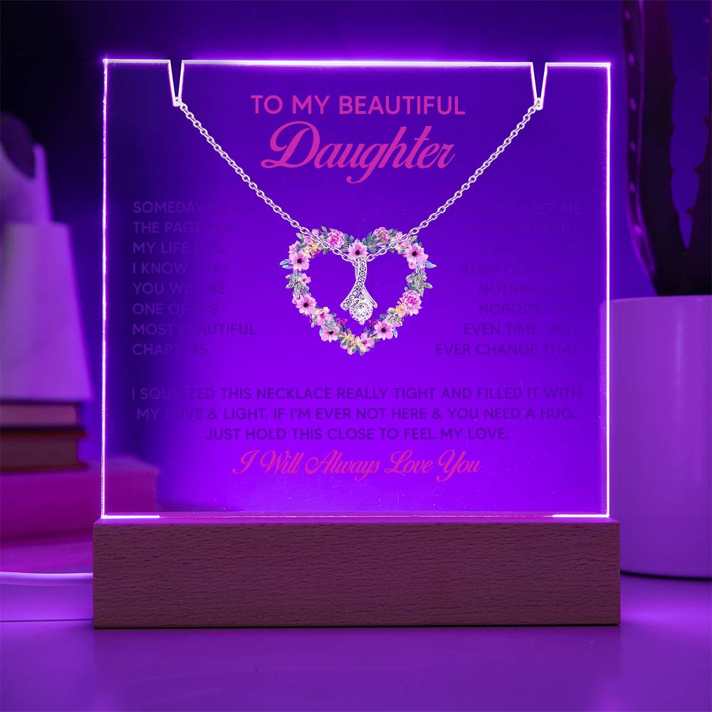 Acrylic Plaque and Necklace Gift Set - Daughter, Keep Me in Your Heart