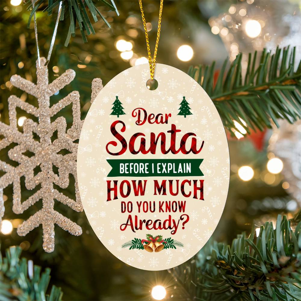 Christmas Ornament - Dear Santa, Before I Explain