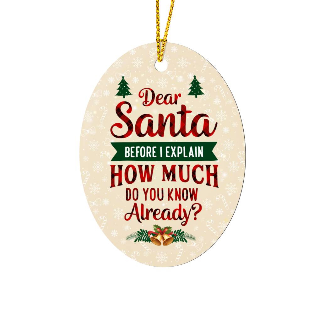 Christmas Ornament - Dear Santa, Before I Explain