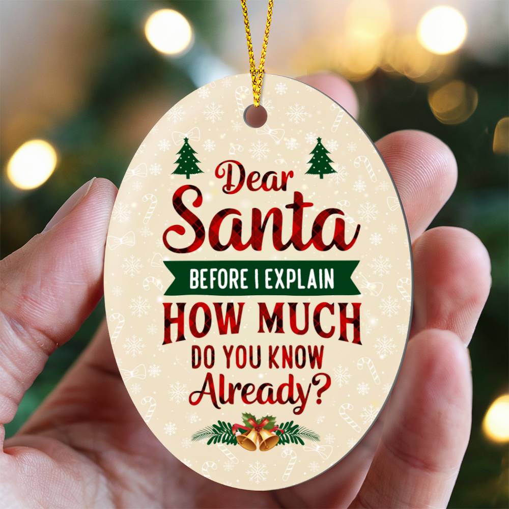 Christmas Ornament - Dear Santa, Before I Explain