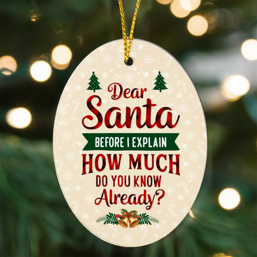 Christmas Ornament - Dear Santa, Before I Explain