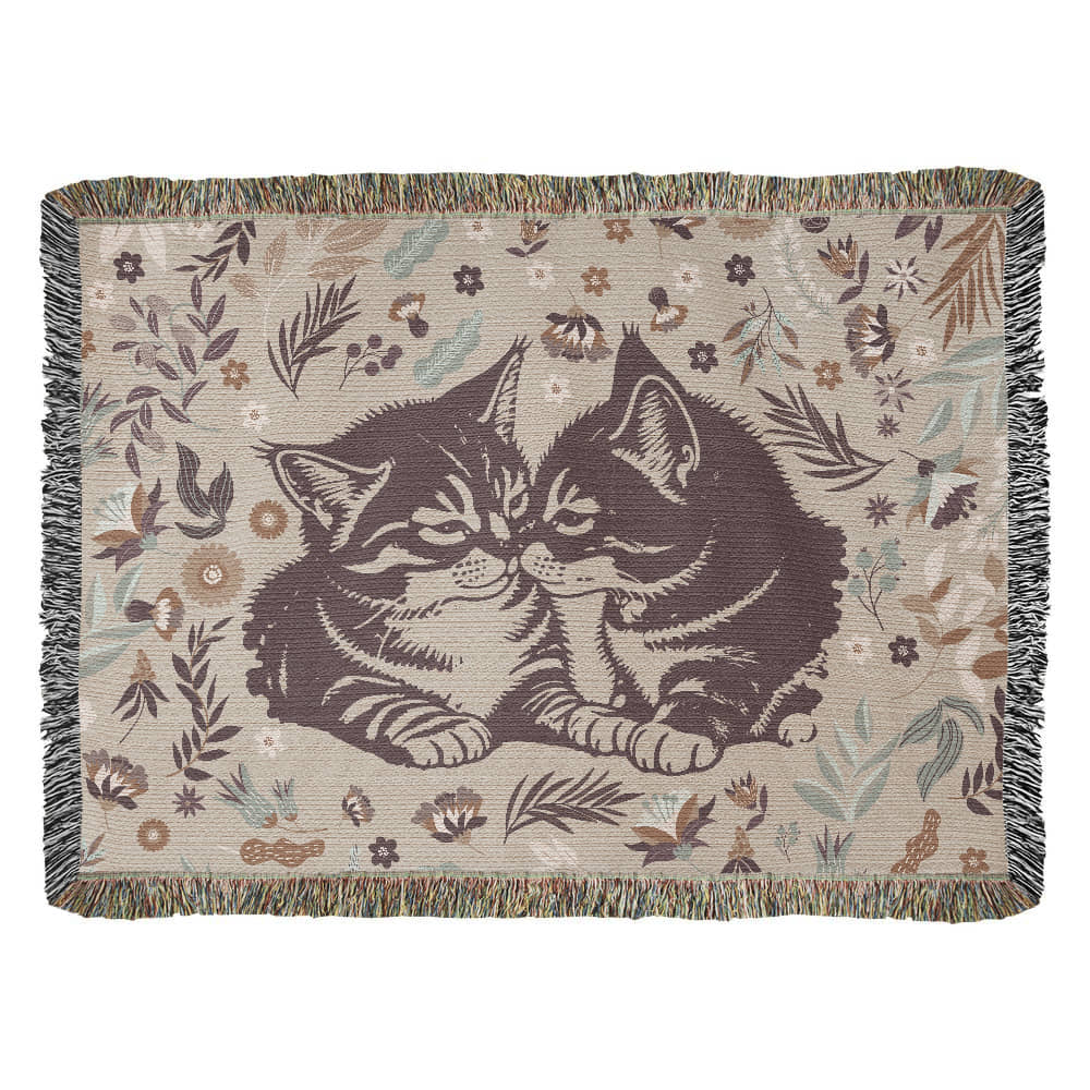 Heirloom Woven Blanket Cat Design (Landscape/Horizontal)