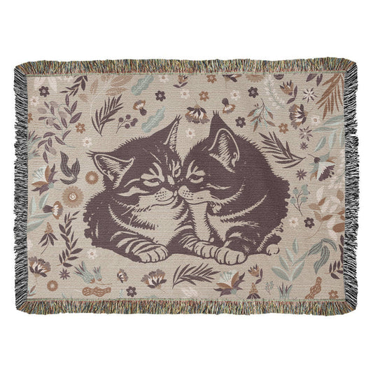 Heirloom Woven Blanket Cat Design (Landscape/Horizontal)