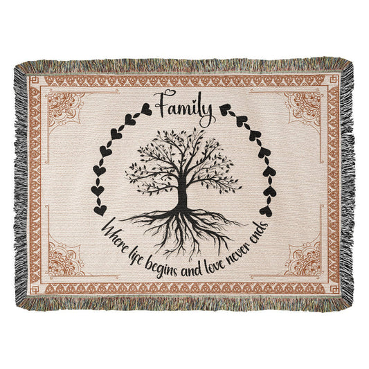 Heirloom Woven Blanket Family tree (Landscape/Horizontal)