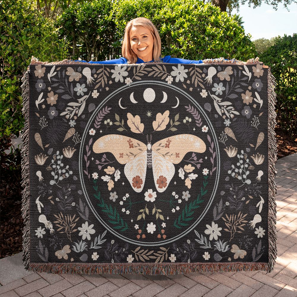 Heirloom Woven Blanket with Butterfly (Landscape/Horizontal)