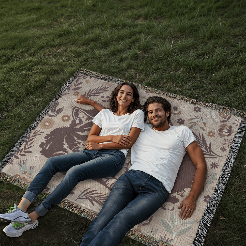 Heirloom Woven Blanket Cat Design (Landscape/Horizontal)