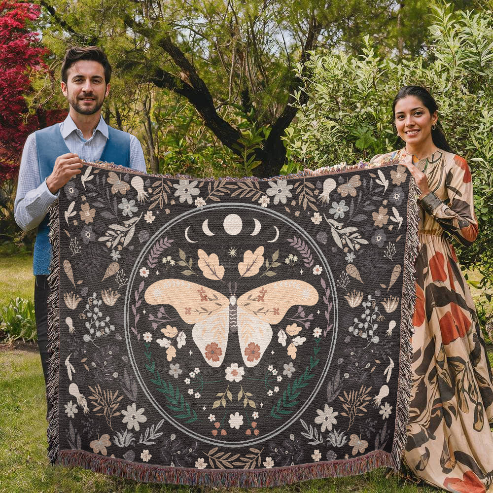 Heirloom Woven Blanket with Butterfly (Landscape/Horizontal)