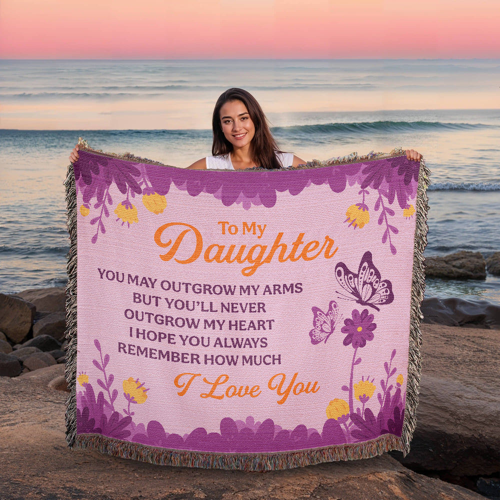 Heirloom Woven Blanket - To my daughter - you may outgrow my arms (horizontal/Landscape)