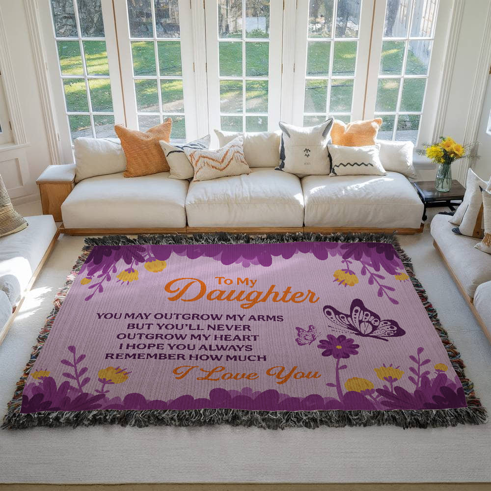 Heirloom Woven Blanket - To my daughter - you may outgrow my arms (horizontal/Landscape)