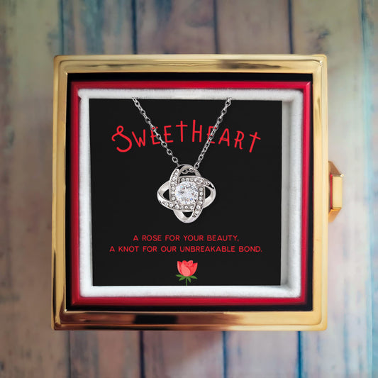 Love Knot Necklace with Preserved Rose for your Sweetheart
