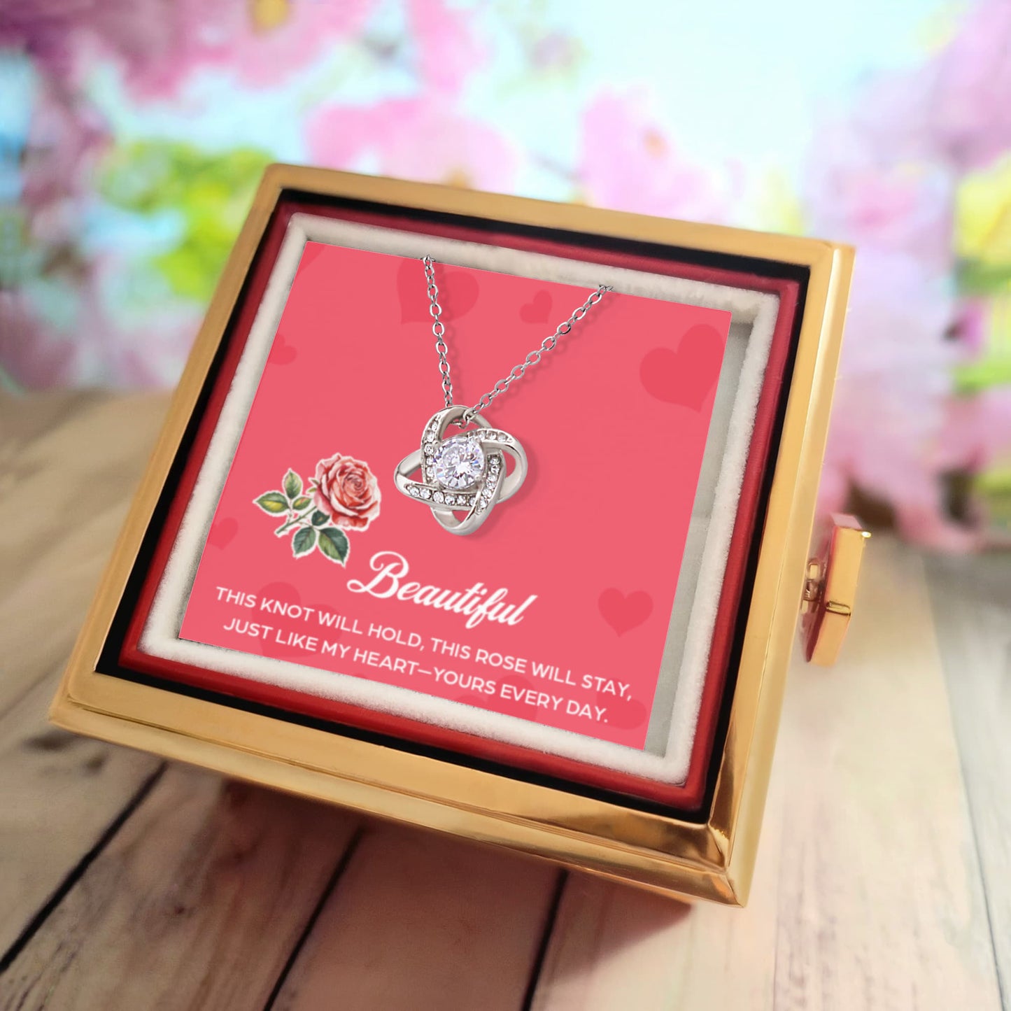 Love Knot with Luxurious Box and Preserved  Rose