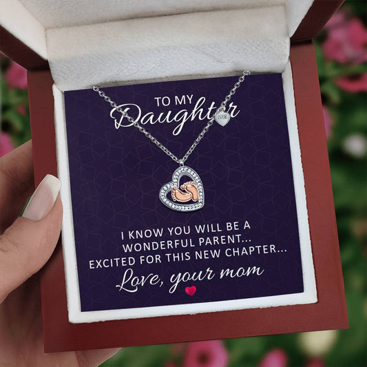 Baby Feet Heart Necklace for Mom-to-Be from Her Mother