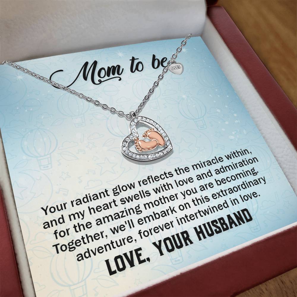 Baby Feet Heart Necklace - To a Wonderful First Time Mom