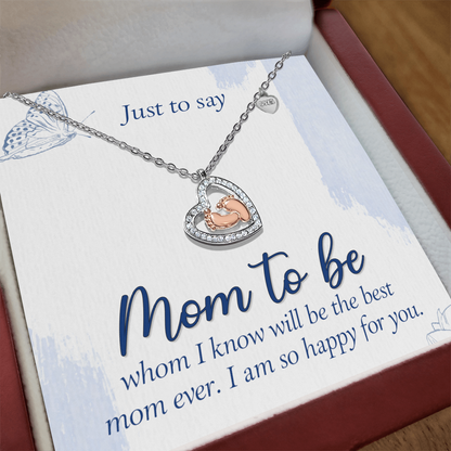 Baby Feet Heart Necklace Features a Sparkling Heart-Shaped Frame