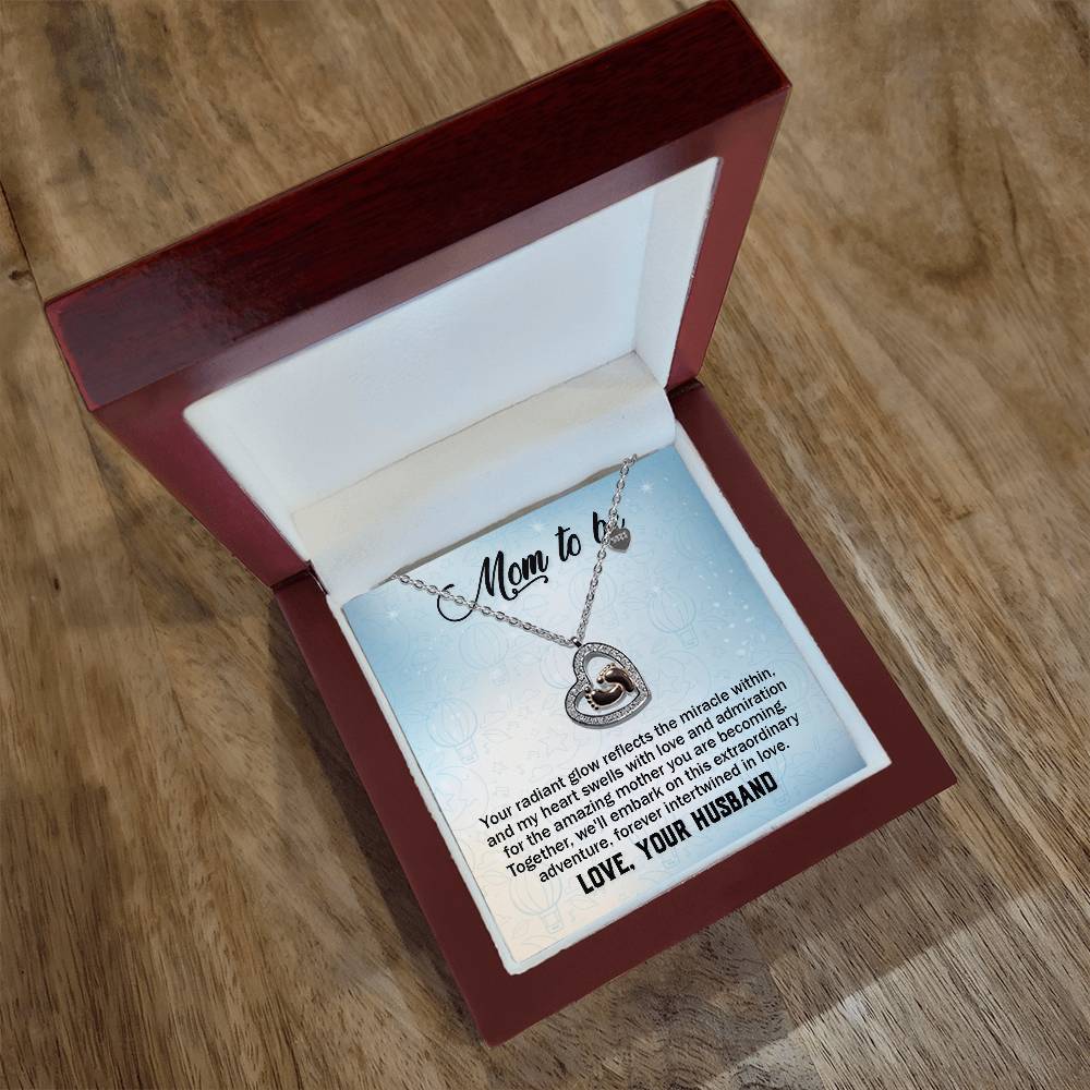 Baby Feet Heart Necklace - To a Wonderful First Time Mom