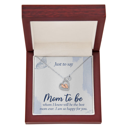 Baby Feet Heart Necklace Features a Sparkling Heart-Shaped Frame