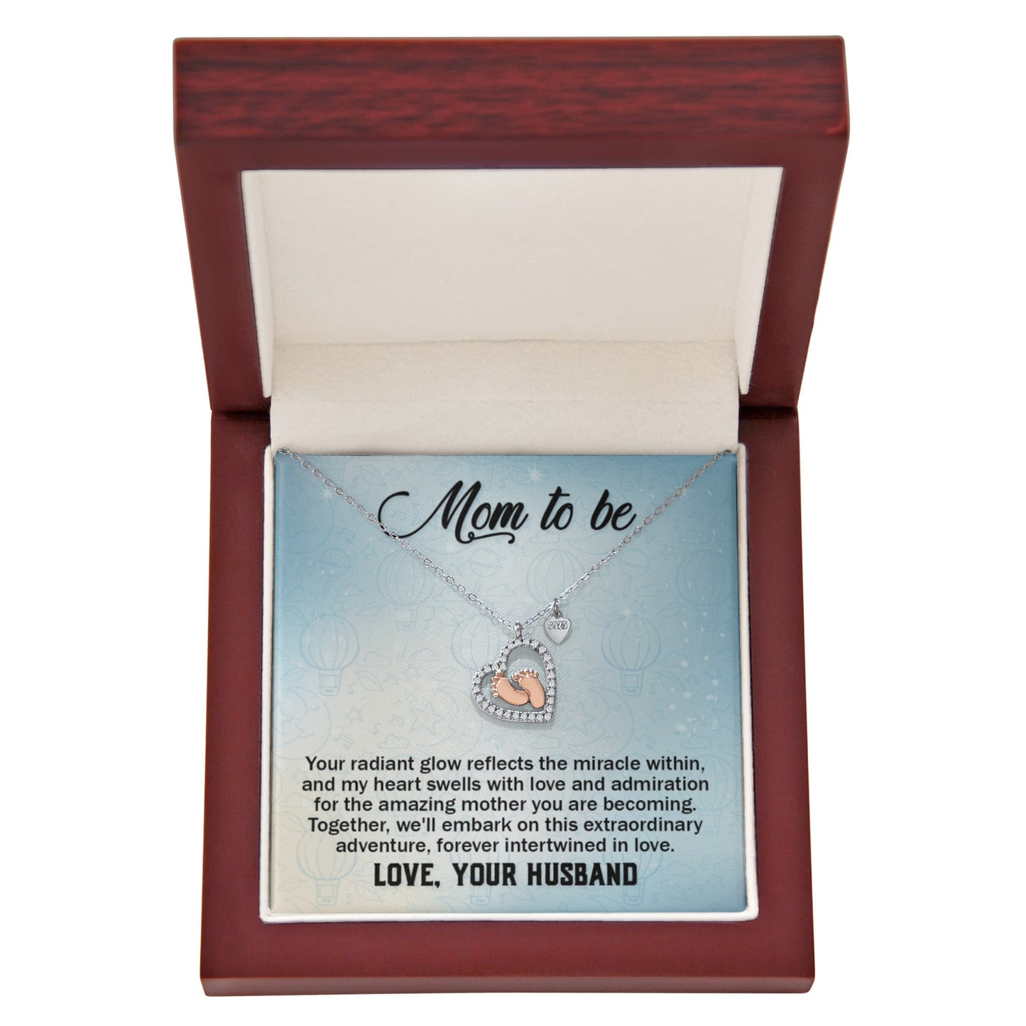 Baby Feet Heart Necklace - To a Wonderful First Time Mom