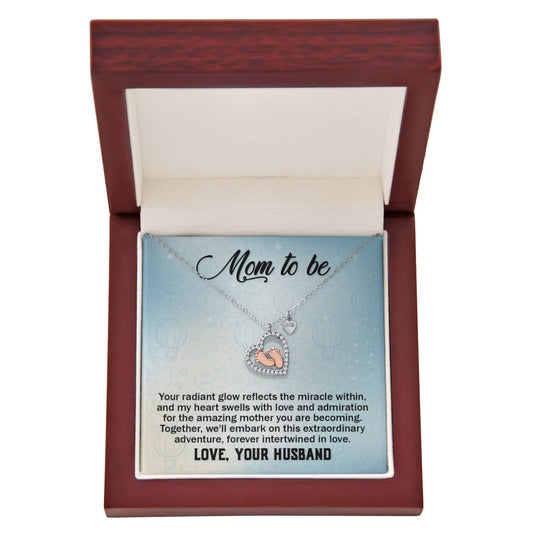 Baby Feet Heart Necklace - To a Wonderful First Time Mom