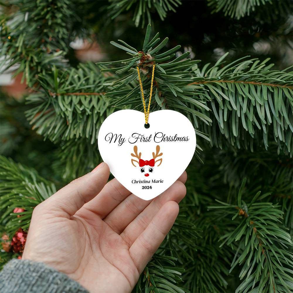 Personalized Baby Reindeer Ornament for Baby's First Christmas