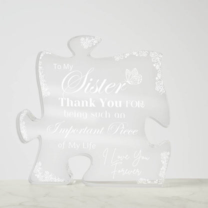 Beautifully Designed Acrylic Puzzle Plaque – Sentimental Gift for Your Sister