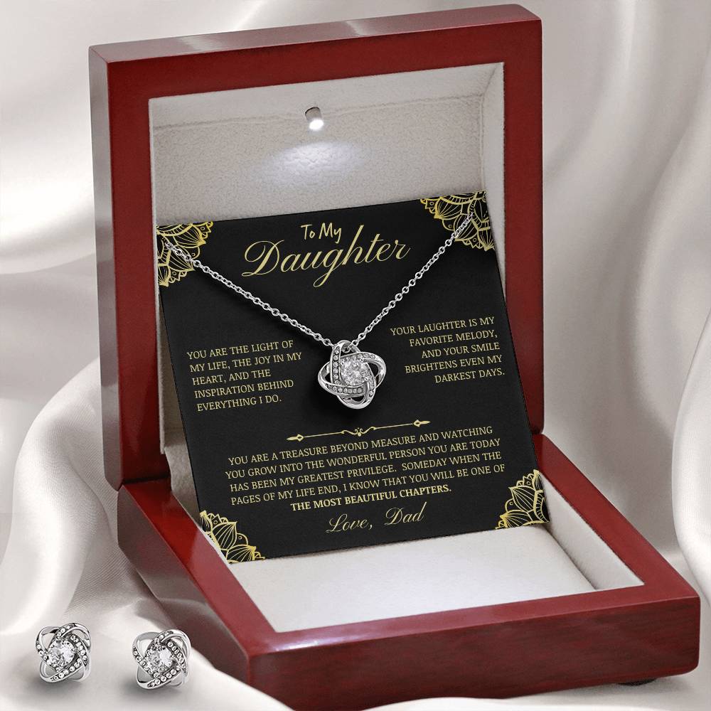 14k White Gold Finish Cubic Zirconia Necklace and Earrings from Dad to Daughter