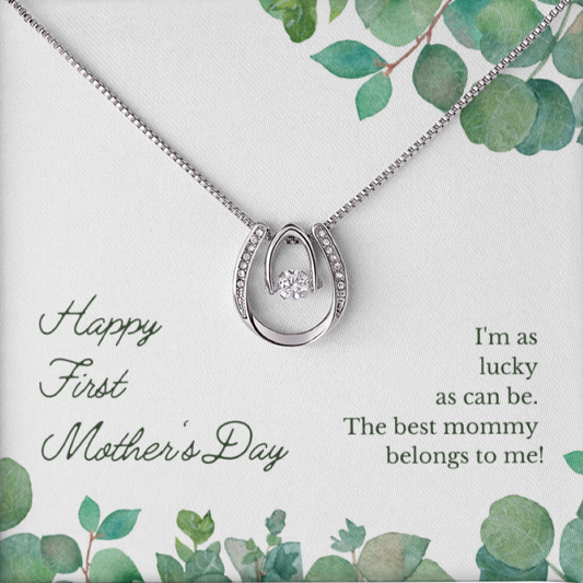 Lucky Necklace Dipped in White Gold Over Stainless Steel- Mother's Day Gift
